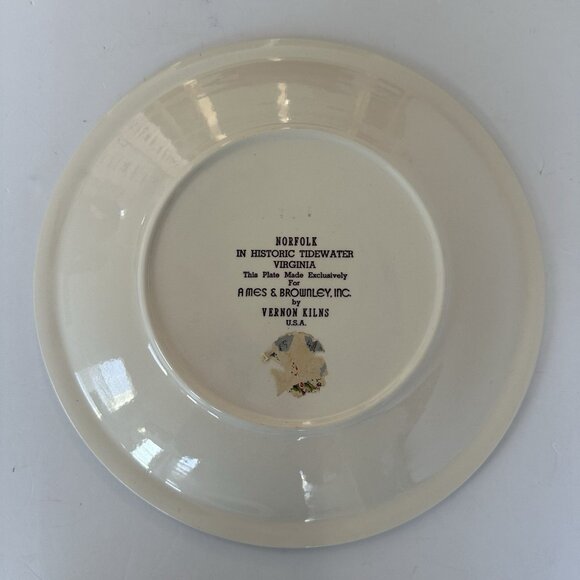 Vintage Vernon Kilns 10‎ 1/4” Norfolk Virginia Tidewater Collector Plate Brown - Picture 4 of 5